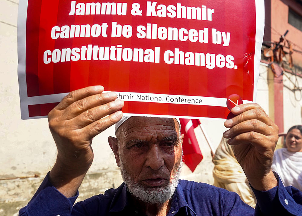 National Conference protest Srinagar