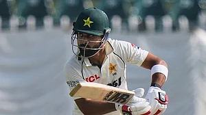 Anjum Naveed/AP Photo : Pakistan's Abdullah Shafique bats during the first day of the second test cricket match between Pakistan and South Africa in Rawalpindi.