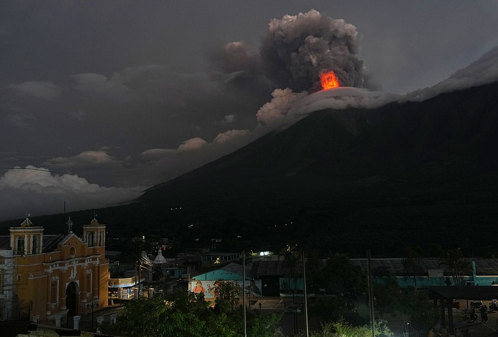Fuego volcano erupts