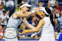 Alex Eala, Venus Williams Knocked Out Of Canadian Open Doubles | Photo: Keito Newman/The Canadian Press via AP : Miyu Kato, right, of Japan, and Liudmila Samsonova, left, embrace after defeating Alexandra Eala, of the Philippines, and Venus Williams, of the United States, in a doubles match during the National Bank Open tennis tournament in Toronto.