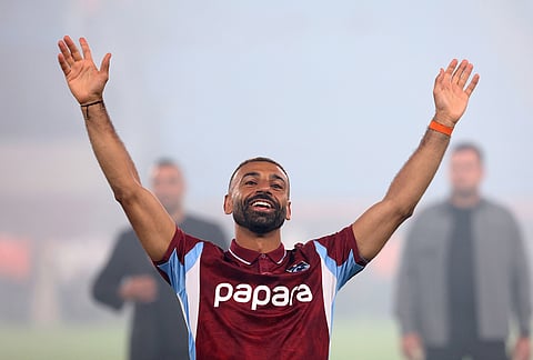 Turkey Soccer Mohamed Salah Trabzonspor transfer-
Egypt's Mohamed Salah acknowledges soccer fans during his official presentation as a new Trabzonspor player, in Trabzon, Turkey, Thursday, Aug. 6, 2026. 