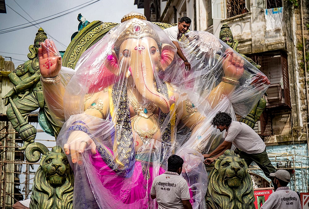 Preps ahead of Ganesh Chaturthi festival in Mumbai
