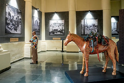 A visitor looks at a photograph during Partition Horrors Remembrance Day, also known as ‘Vibhajan Vibhishika Smriti Diwas’, at Partition Museum, in New Delhi.