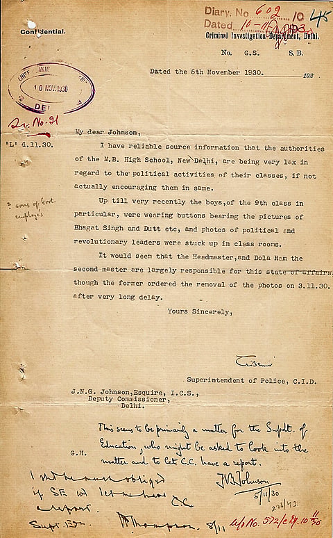 This image received on Aug. 14, 2026 shows a letter from pre-independence India. 