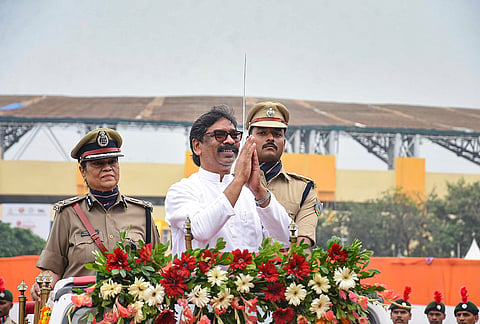 Jharkhand Chief Minister Hemant Soren during the 80th Independence Day celebrations, at Morhabadi Ground, in Ranchi.