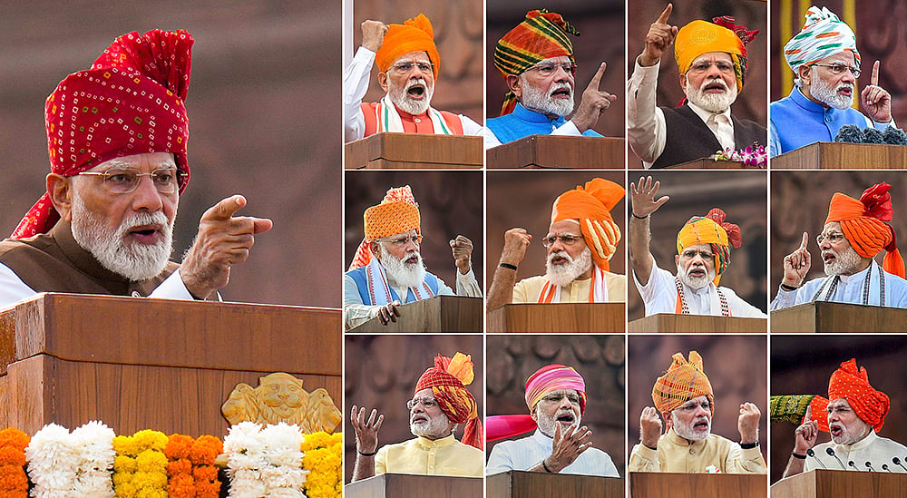 PM Modi on Independence Day over the years