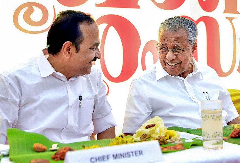 VD Satheesan and Pinarayi Vijayan take part in onasadhya