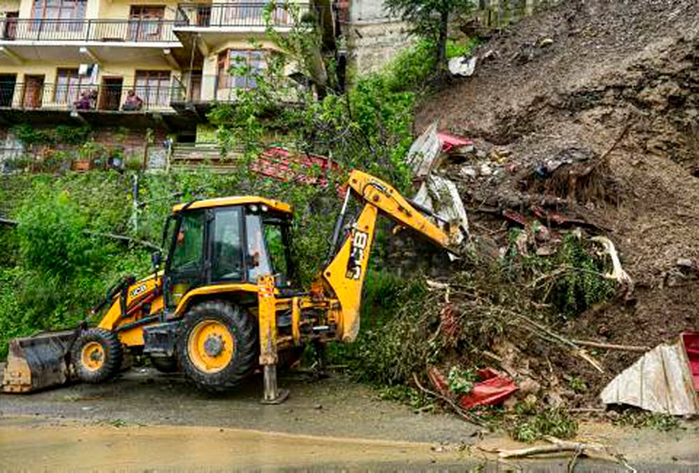 Landslide triggered by rain in Shimla
