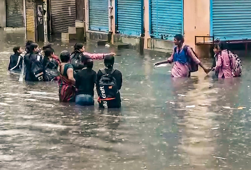 Waterlogging following rain in Delhis Sangam Vihar