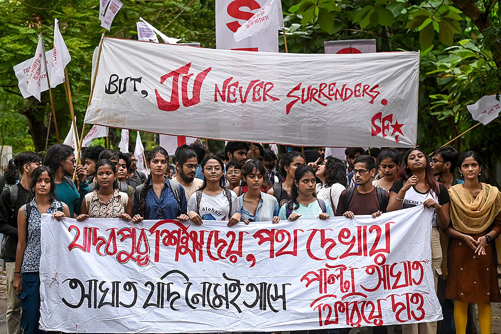 Students protest in Kolkata