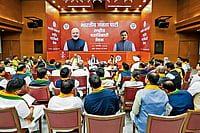 InDepth | BJP Targets Gen Z With New Outreach Team | Photo: PTI : Face-to-face: Prime Minister Narendra Modi at a meeting with newly appointed office-bearers of the BJP at the party headquarters in Delhi