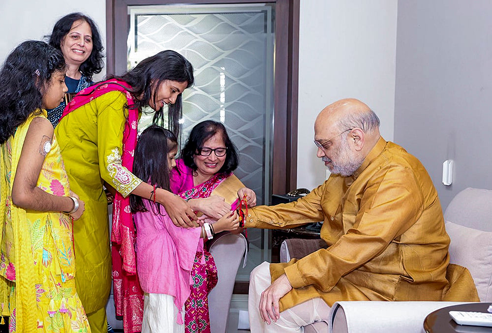 Amit Shah celebrates Raksha Bandhan in Ahmedabad