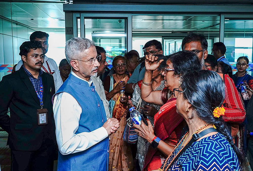 S Jaishankar greets a group comprising 21 tourists from Tamil Nadu