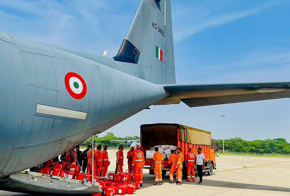 C-130 aircraft departed with 10 tonnes of essential relief supplies