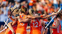 FIH : Netherlands women's hockey team players in action in the FIH Women's Hockey World Cup 2026. 