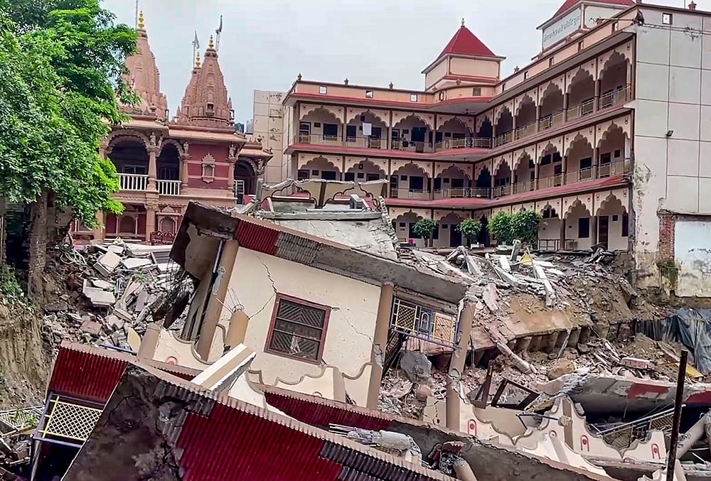 Part of Swaminarayan temple complex collapses in Prayagraj