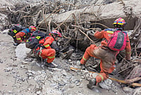 Nepal-China Flash Floods: Inside The Massive Search And Rescue Operation | Photo: Zheng Lijun/Xinhua via AP : In this photo released by Xinhua News Agency, rescuers carry out search and rescue operations at the mudslide-hit area in Gyirong County, southwest China's Tibet Autonomous Region on Saturday, Aug. 29, 2026.