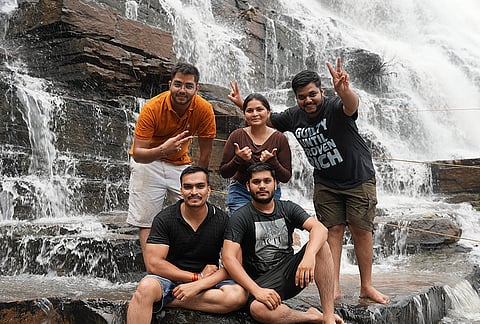 Tourists at Tirathgarh Waterfall, in Bastar, Chhattisgarh. The state government under Chief Minister Vishnu Deo Sai is pushing forward with development-oriented initiatives to boost the area's tourism potential and ensure a safer environment for visitors. 