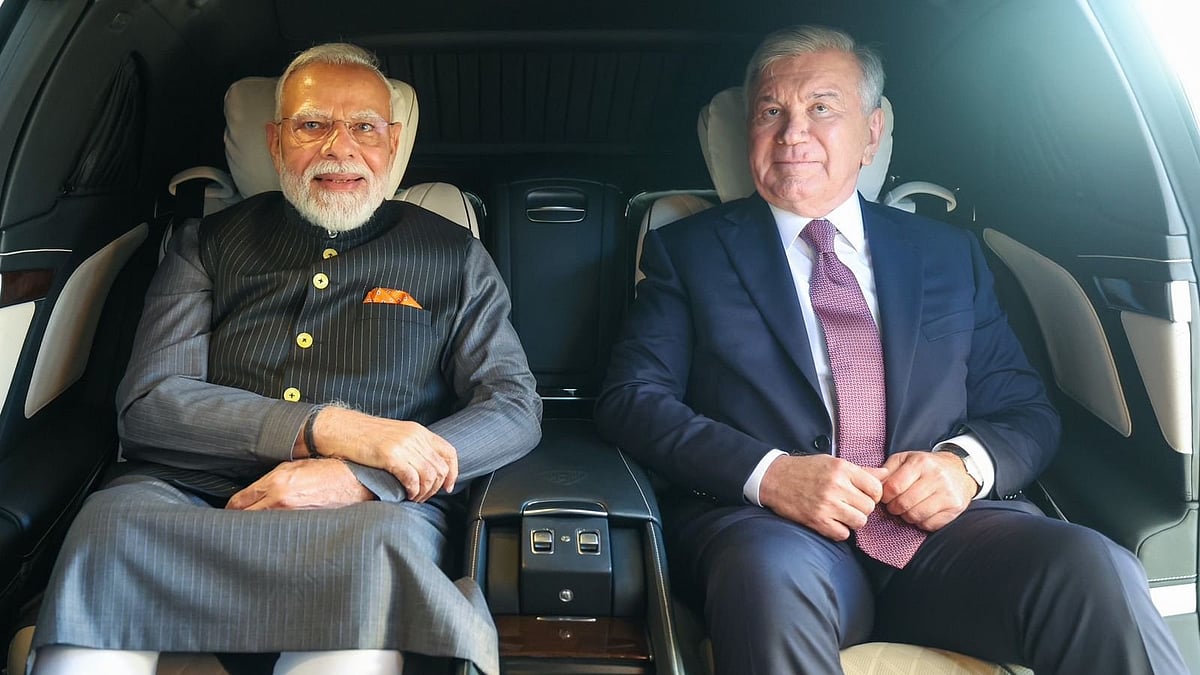 Prime Minister Narendra Modi and Uzbekistan President Shavkat Mirziyoyev  - X@narendramodi