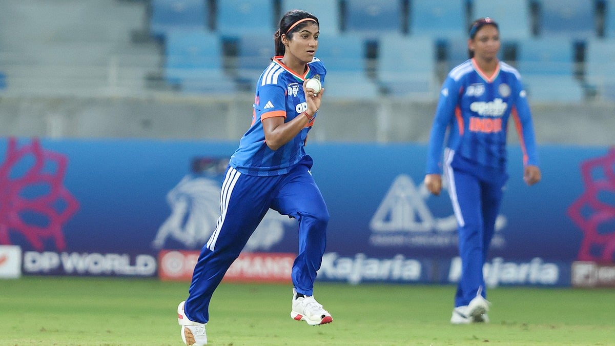 Nandni Sharma in action during the India vs Thailand Women's Asia Cup 2026 match.  - BCCIWomen/X