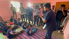 CJP Founder Abhijeet Dipke visited the government school in Limbala Makta Hingoli - X@Cockroachisback