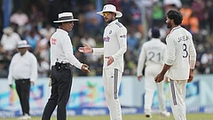 India's captain Shubman Gill speaks with an umpire during day five of the second cricket test match between Sri Lanka and India in Colombo, Sri Lanka, Thursday, Aug. 27, 2026. - | Photo: AP/Eranga Jayawardena