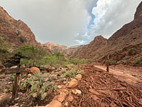 X : More than 60 people were airlifted as floodwaters swept through the canyon and damaged footbridges.