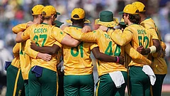 South Africa's team huddles together before the start of the T20 World Cup cricket match between South Africa and Zimbabwe in New Delhi. - | Photo: AP/Manish Swarup