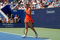 Sabalenka Starts US Open Title Defence With Straight-Sets Win Over Osorio | Photo: AP/Seth Wenig : Aryna Sabalenka, of Belarus, celebrates after winning a match against Camila Osorio, of Colombia, during the first round of the U.S. Open tennis championships in New York.