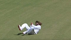 Rajat Patidar sprinted backwards from inside the 30-yard circle to complete a diving catch dismissing Vaibhav Sooryavanshi. - BCCIdomestic/X