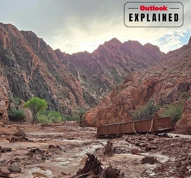 File Photo : Heavy rain sent a surge of water and debris through Bright Angel Creek, killing two people and prompting nearly 80 rescues.