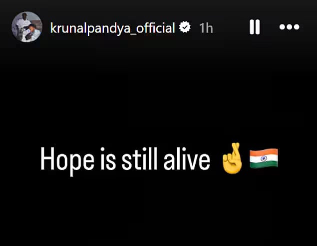 Krunal Pandyas Instagram Story