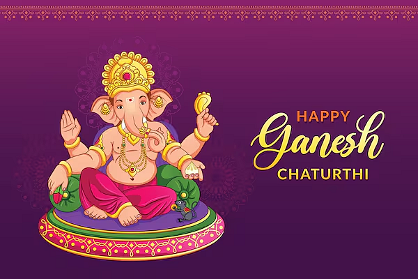 Ganesh Chaturthi festival greeting graphic with illustration