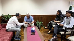 Indian Ambassador to Nepal, Naveen Srivastava holds talks with Rajendra Dawadi, Principal, Tribhuvan Trishuli Secondary School - X@navsri6619