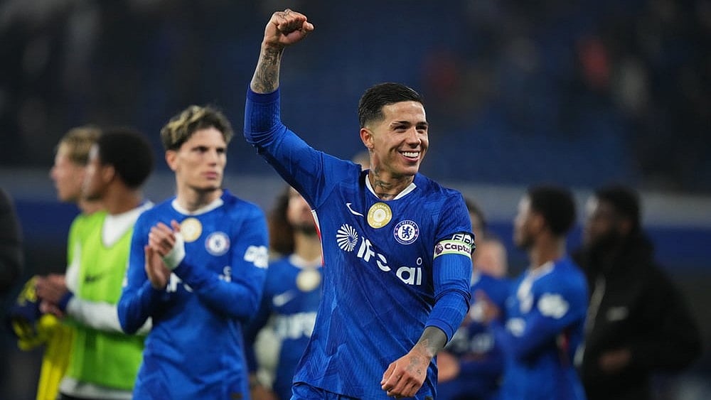 Chelsea's Enzo Fernandez reacts after a Premier League soccer match between Chelsea and Tottenham in London. - | Photo: AP/Kirsty Wigglesworth