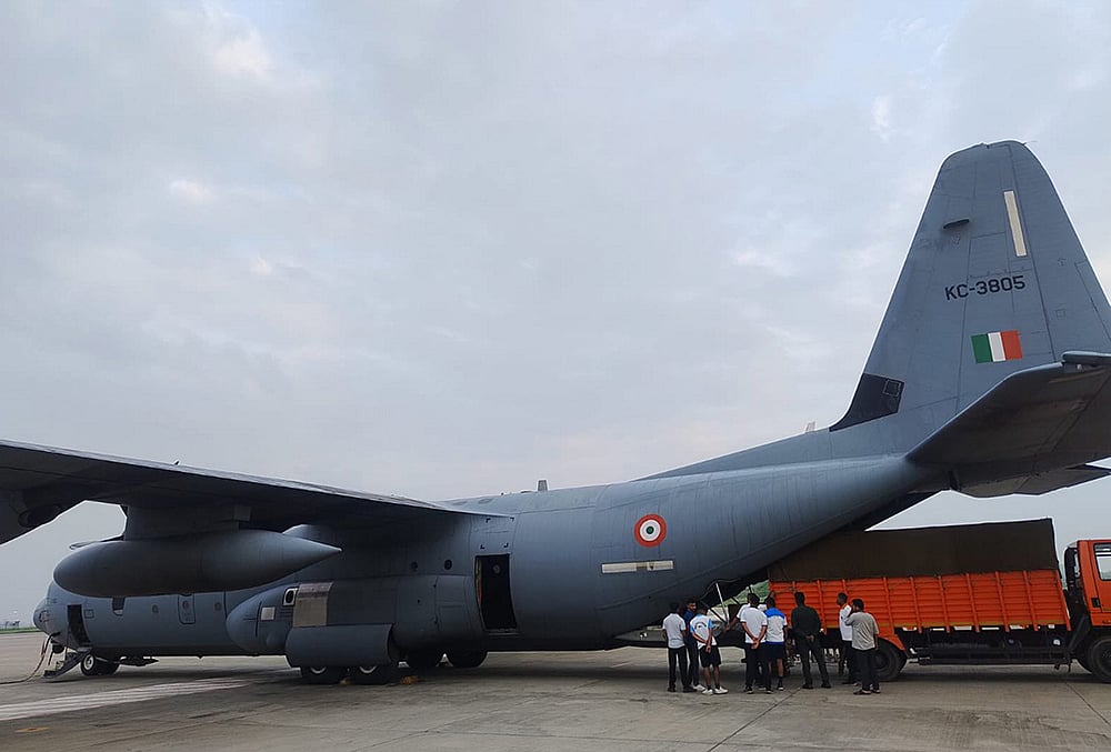 The fifth Indian aircraft, carrying a 11-member rescue team with specialised equipment, and 5.5 tonnes of essential medicines, departs for Nepal.  - | Photo: @DrSJaishankar/X via PTI 