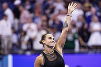Aryna Sabalenka Vs Polina Latcenko, US Open 2026: Belarusian Storms Into Third Round With Straight Sets Victory | Photo: AP/Adam Hunger : Aryna Sabalenka, of Belarus, celebrates winning a match against Polina Iatcenko, of Russia, during the second round of the U.S. Open tennis championships in New York.