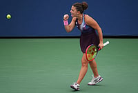 | Photo: AP/Kirsty Wigglesworth : Jasmine Paolini, of Italy, celebrates winning a point against Lucrezia Stefanini, of Italy, during the second round of the U.S. Open tennis championships Wednesday, Sept. 2, 2026, in New York. 