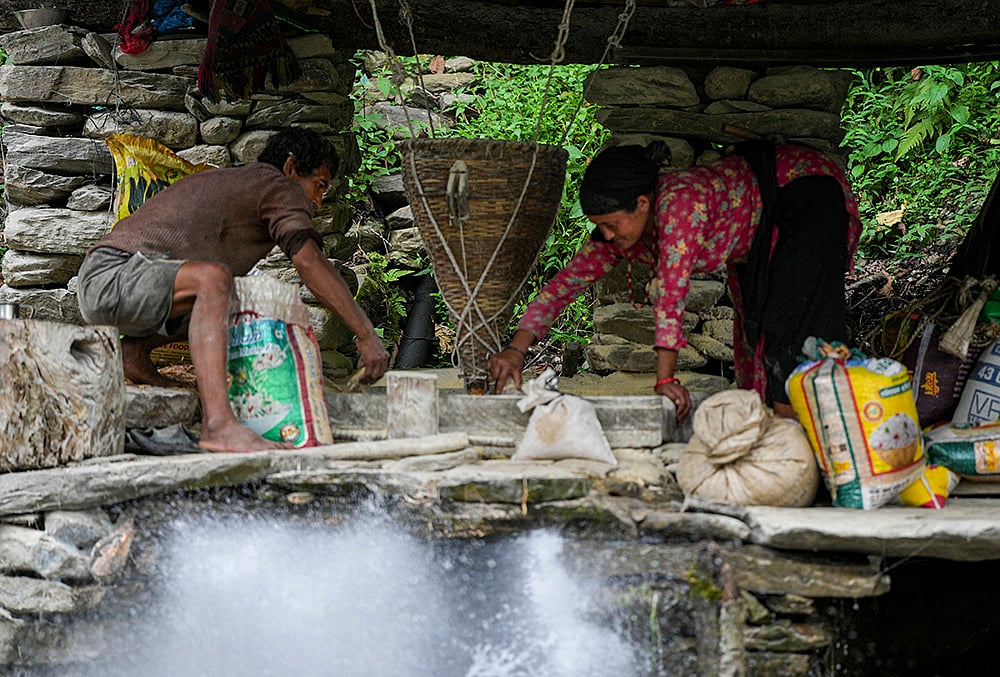 Traditional water mill serves flood-affected residents in Nepal