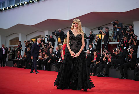 Laura Dern poses for photographers at the red carpet for the film 'Wild Horse Nine' during the 83rd edition of the Venice Film Festival in Venice, Italy, on Thursday, Sept. 3, 2026. 