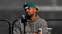 | Photo: AP/Fatima Shbair : Nick Kyrgios accepted a one-month suspension from the International Tennis Integrity Association after testing positive for cocaine.