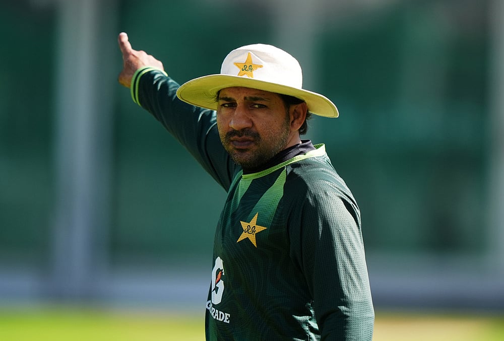 Pakistan's former Test head coach Sarfaraz Ahmed during a nets session in London, England, Tuesday, Aug. 25, 2026, ahead of the second Men's Rothesay Test Cricket Match between England and Pakistan. - | Photo: Ben Whitley/PA via AP