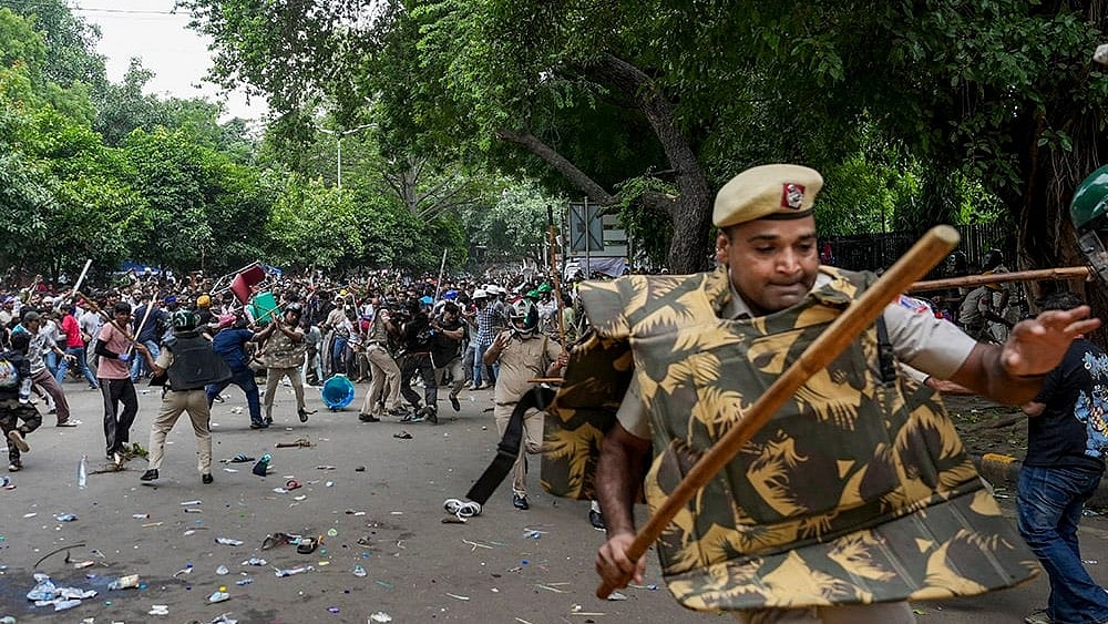Chaos at the site of Cockroach Janta Party (CJP) protest  - | Photo: PTI/Karma Bhutia