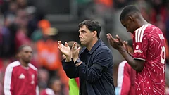 Liverpool's manager Andoni Iraola applauds supporters at the end of the English Premier League soccer match between Liverpool and Nottingham Forest in Liverpool. - Jon Super/AP Photo