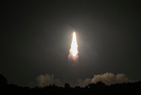 Indian Space Research Organisation's (ISRO) GSLV-F17 rocket carrying EOS-05 satellite lifts off from the Satish Dhawan Space Centre, in Sriharikota, Andhra Pradesh. ISRO's state-of-the art Earth observation spacecraft, the country's first ever imaging satellite intended for the Geosynchronous orbit, EOS-05 lifted off from the spaceport on Friday. 