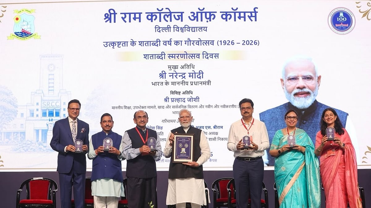 Prime Minister Narendra Modi at SRCC in Delhi during the college’s centenary celebrations. - X