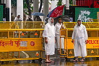 Day In Pics: September 05, 2026 | Photo: PTI/Shahbaz Khan : Police personnel stand guard outside Parliament Street police station following the detention of self-styled Hindutva influencer Swatantra Bhardwaj over the alleged assault of Sanjay Kumar, father of CJP protester Nishu Azad, in New Delhi.