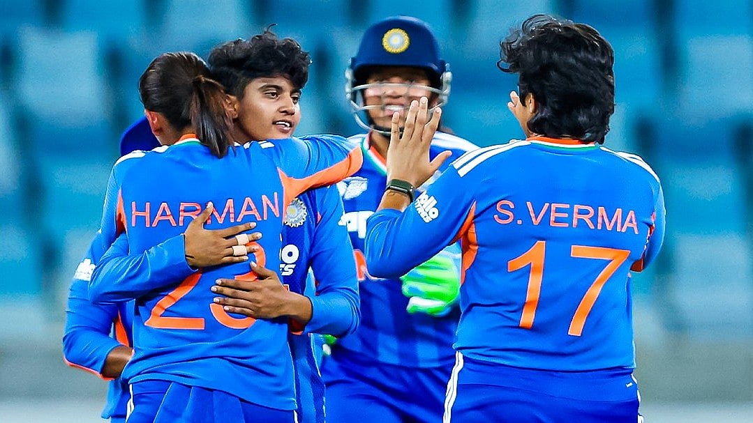 Indian players celebrating after taking a wicket against Pakistan in the Women's Asia Cup in Dubai - X/BCCIWomen
