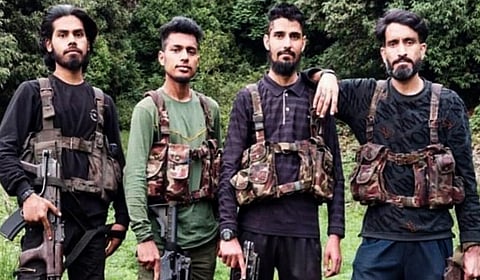 This image received on Sept. 5, 2026 shows Yasir, left, a terrorist of banned Lashkar-e-Taiba who was killed in an encounter with the army in the higher reaches of Yusmarg, in Budgam district, Jammu and Kashmir. Another terrorist Musa, seen on right, is believed to be hiding at the same encounter site.