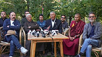 Ladakh Apex Body Warns of Bigger Agitation Ahead of Talks With MHA on Sep 9 PTI : Leh: Leh Apex Body (LAB)co-chairman Chering Dorjay (centre) with other members
